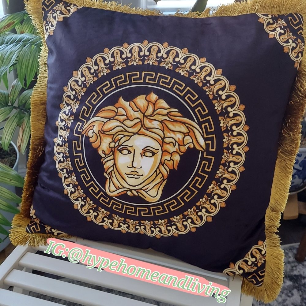Black Golden Medusa Pillow Cover